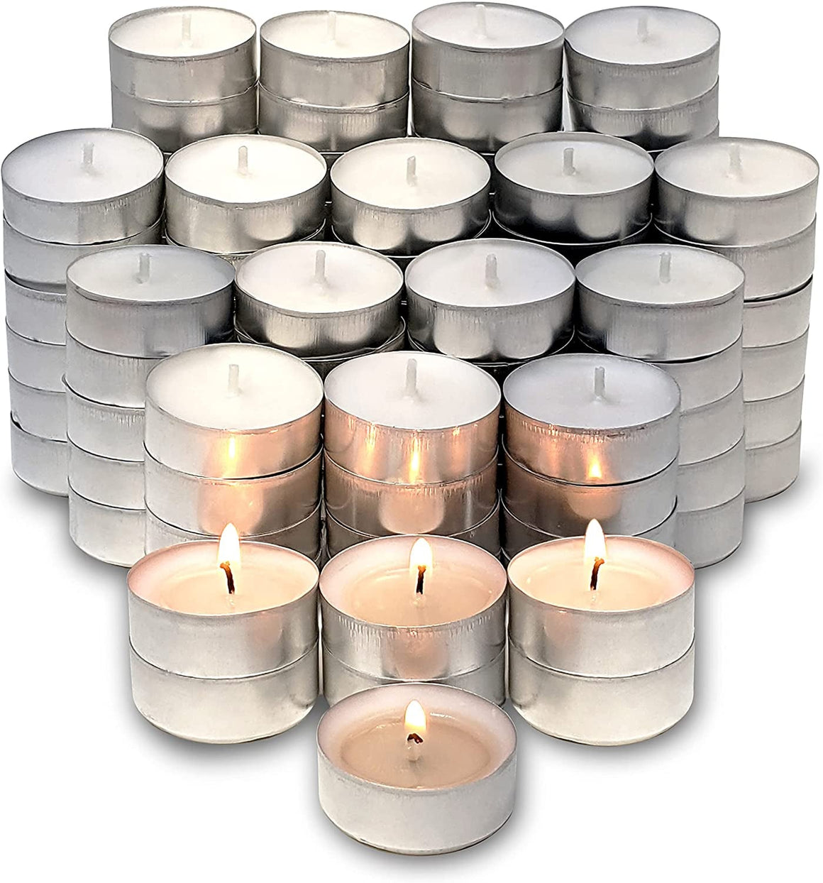 Tea Light Candles - 100 Bulk Candles Pack - Natural Palm Oil Tea Light - European Quality White Unscented Tealight Candles - 4 Hour Burn Time