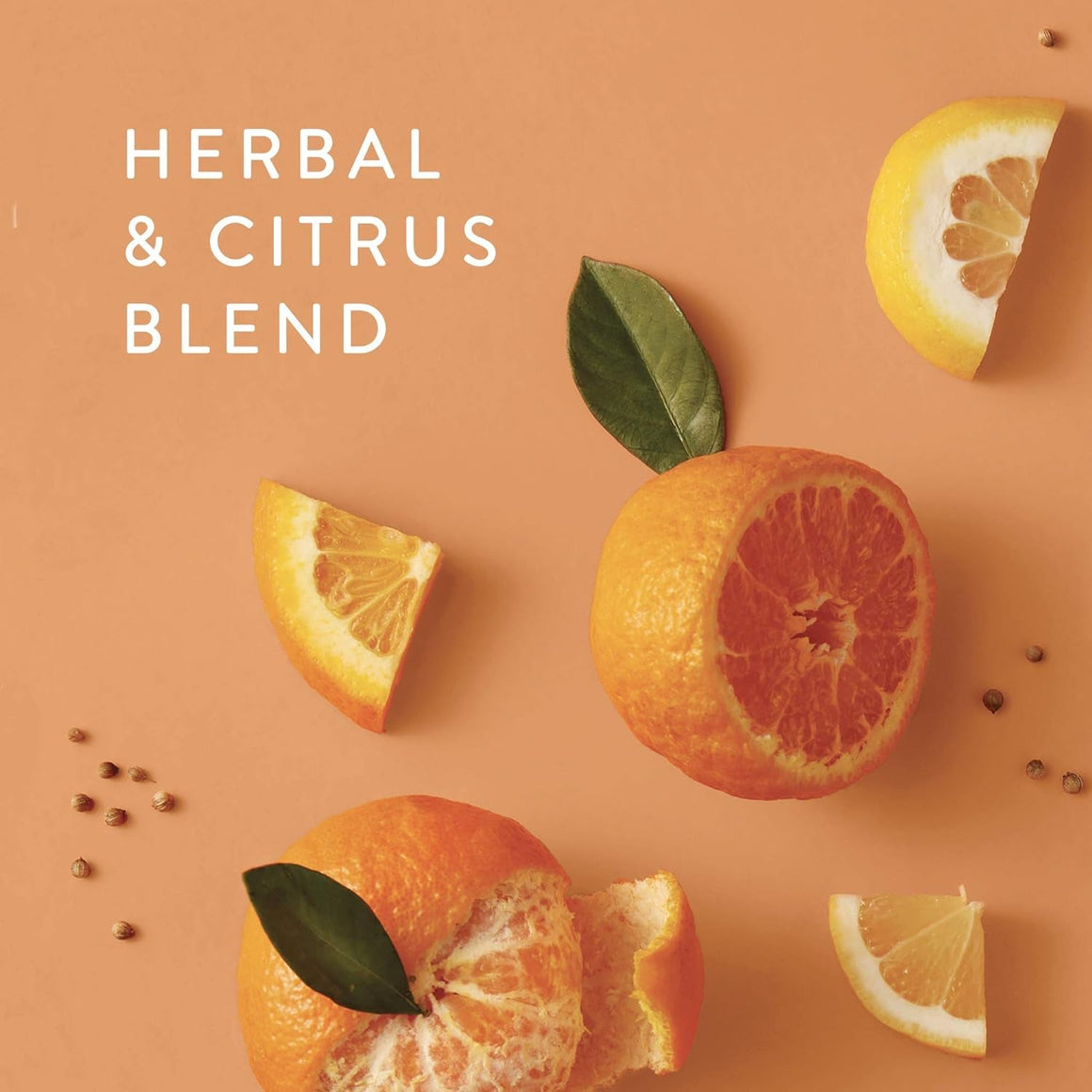 Mini diffuser with Mandarin Coriander aroma in a compact glass bottle with natural reeds