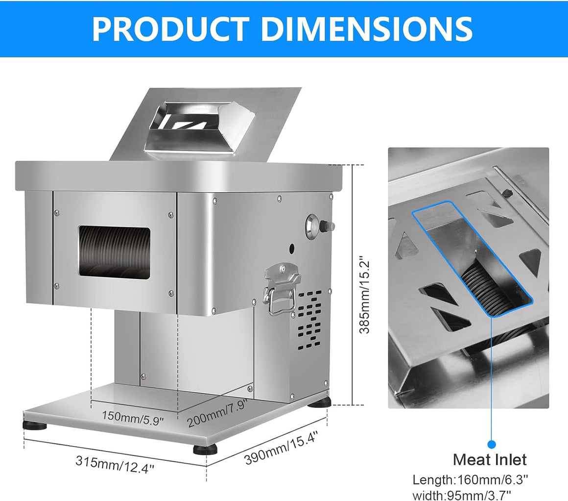Home Meat Slicer 1100W Meat Cutter Machine 330Lbs/Hr Electric Deli Food Slicer Meat Cutting Machine Meat Cutter Fresh Meat Shredded Fresh Meat Dicer Slicer Processing Machine